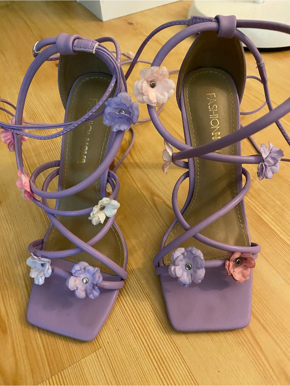 Fashion Nova Lavender Floral Wrap Stiletto Heels